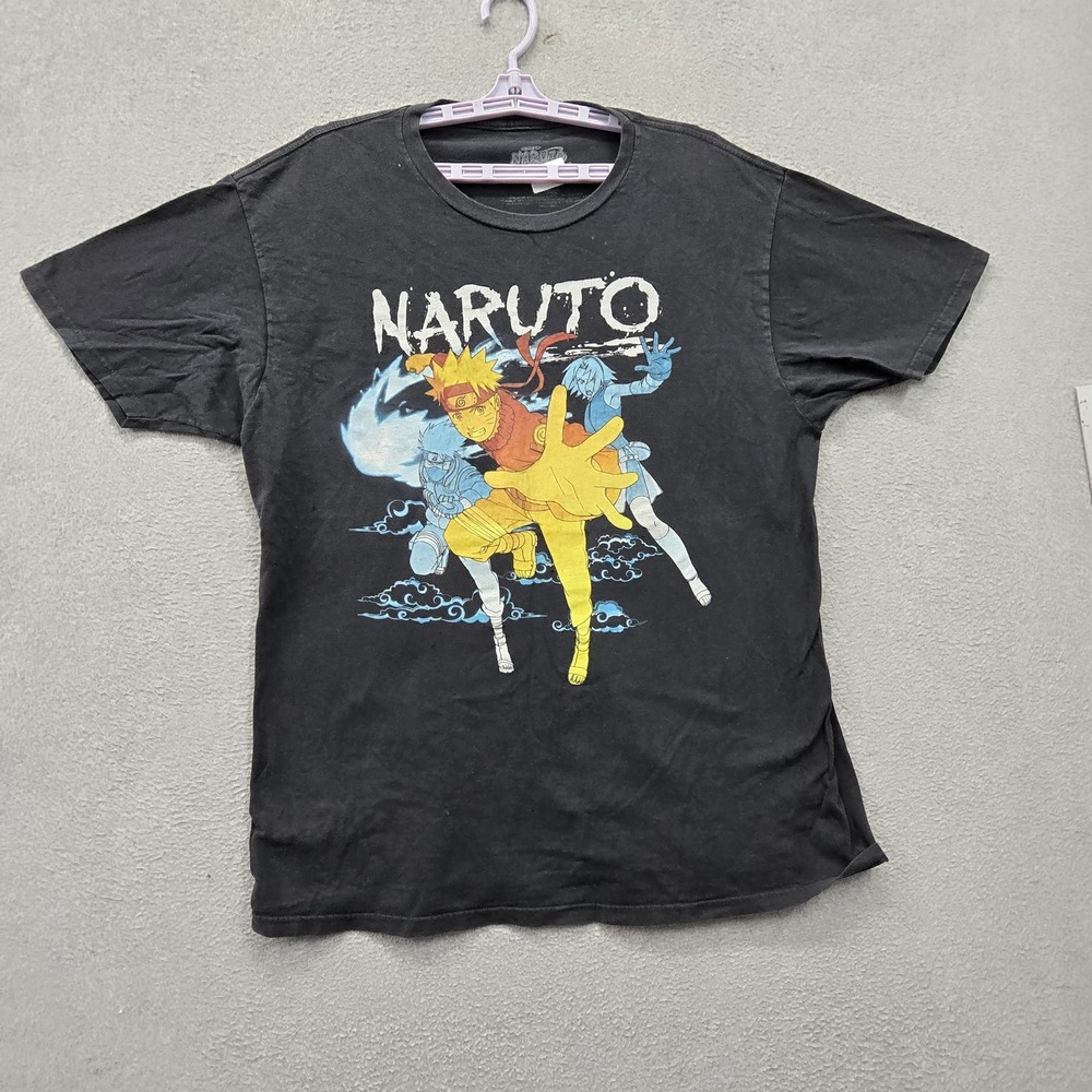 Naruto Men Shirt XL Black Graphic Characters Anime Tee